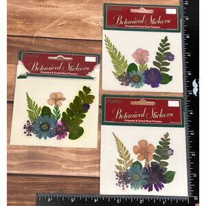 SET OF 3 Darice Botanical Stickers Pressed & Dried Real Flowers EMBELLISHMENT